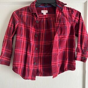 Cat & Jack Kids Red Plaid Button Down Shirt